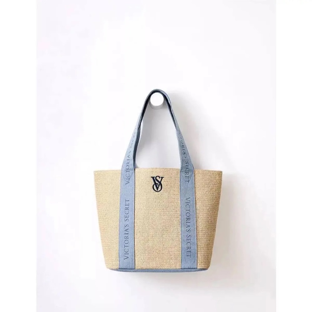 Victoria's Secret Tan and Blue Nautical Tote